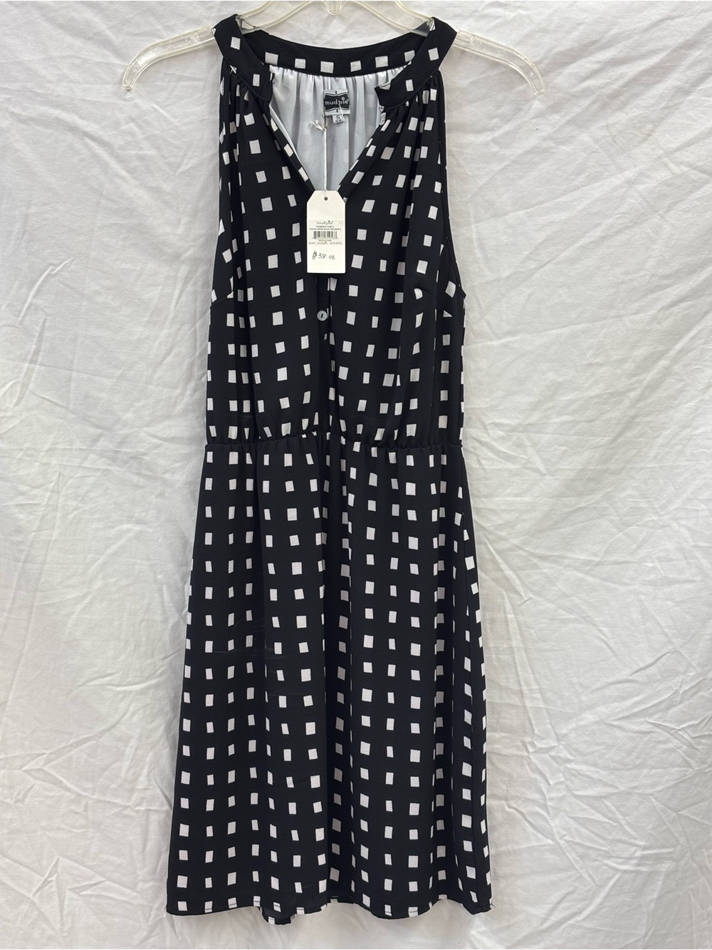 Mud Pie Black and White Square Print Dress